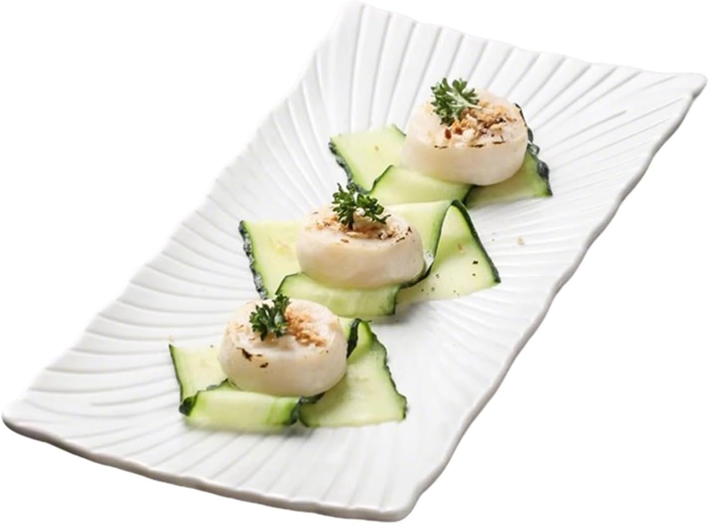 4 Pièces Assiettes Service de Table Rectangulaires Assiettes à Dessert Rectangulaire 23.9x10.9x1.6 cm Plateau Aperitif Blanches en Céramique,pour sushis,gâteaux,salade,fruits,Assiettes à Dess