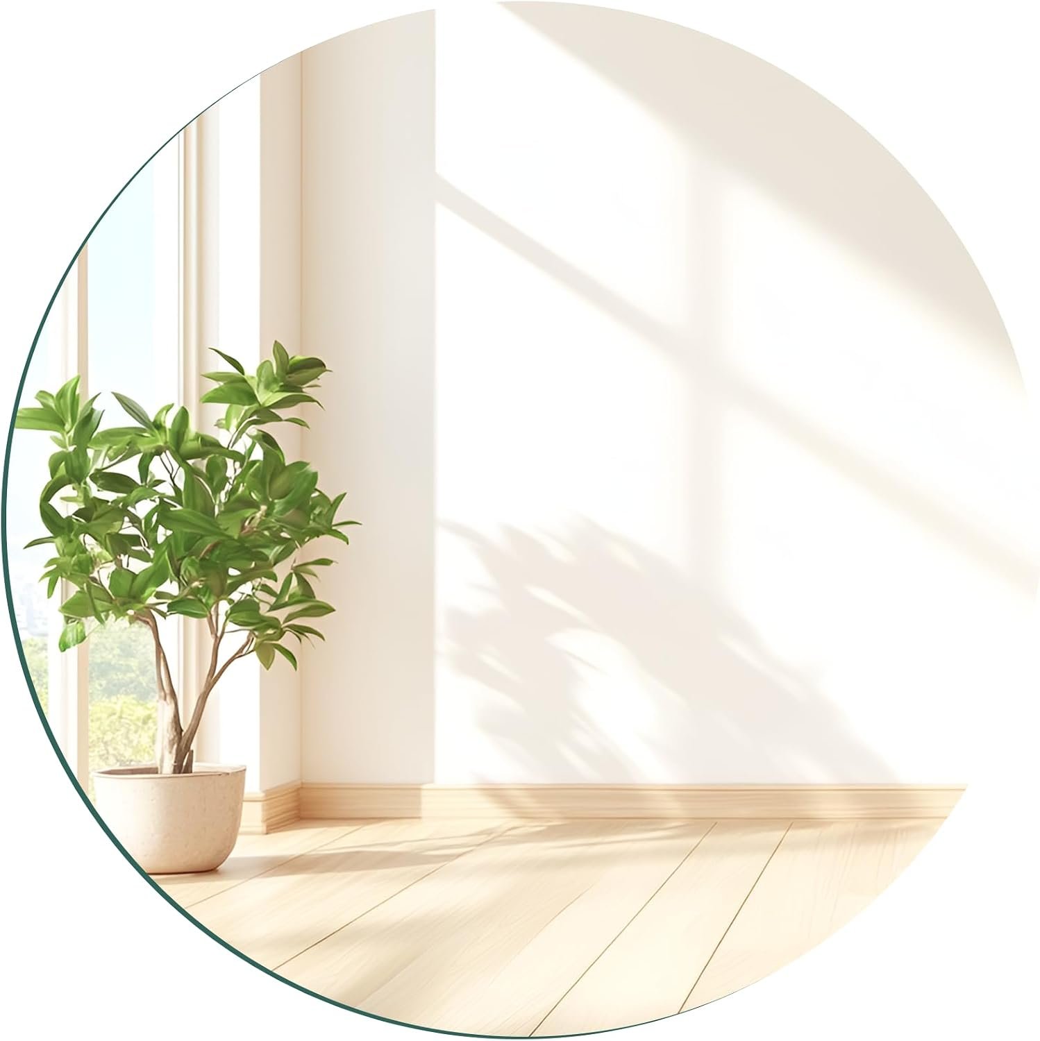 Miroir mural rond de 25 cm autocollant en verre circulaire Miroirs décoratifs HD sans cadre pour murs