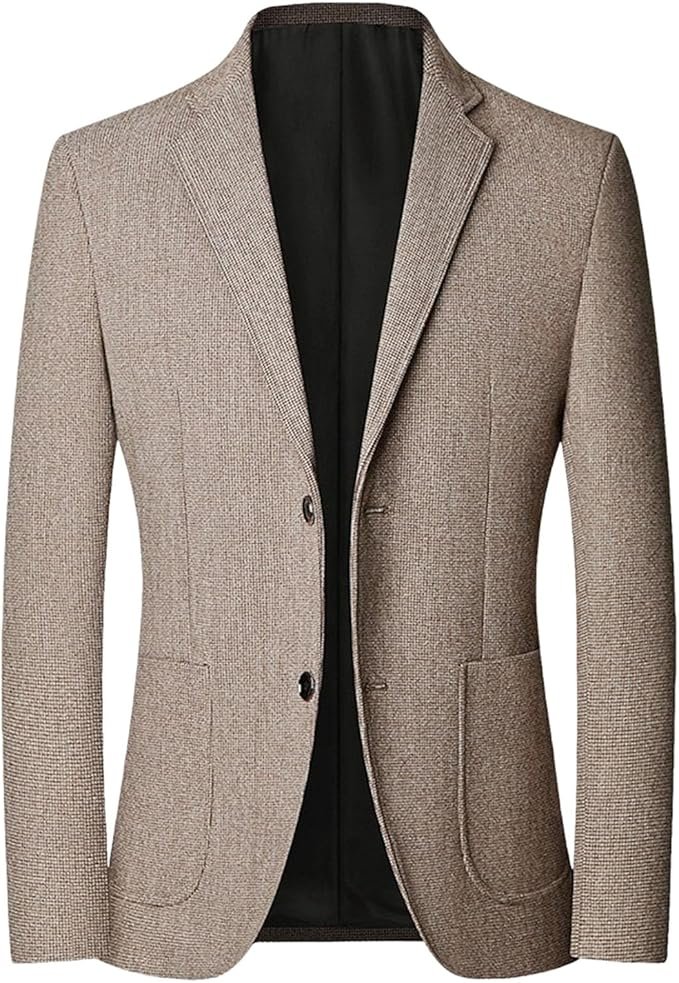 Homme Blazer Rétro Tweed Costume Slim Fit Business Casual Hommes Blazer Veste de Sport Casual 2 Boutons