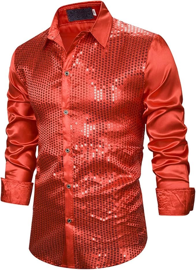 Générique Chemise Homme Paillette Chemise Disco Homme Annee 80 Tenue Fluo Vetement Disco Adulte Deguisement Hippie