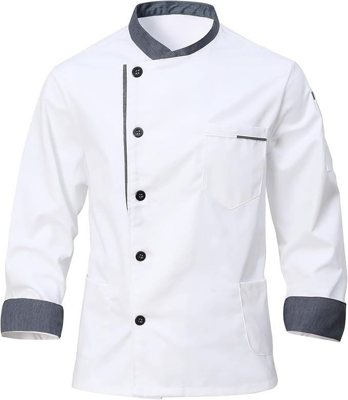 Veste de Cuisine Professionnelle pour Hommes Manches Longues Veste de Chef Unisexe Hôtel