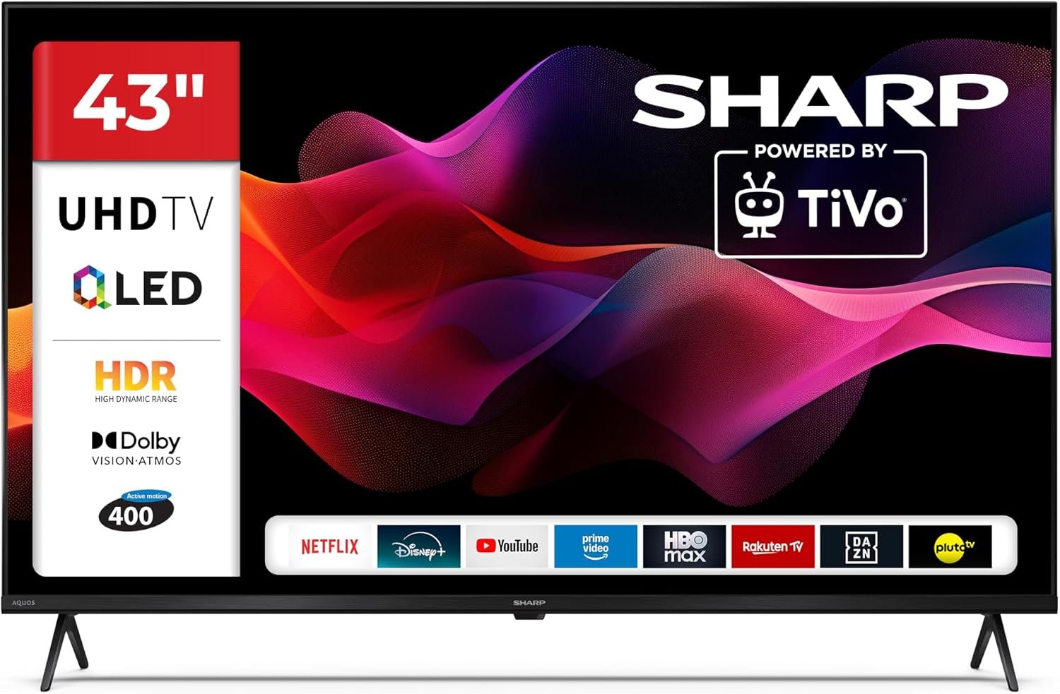 Smart TV 43" 4K QLED DVB-T2 H.265/HEVC Noir Classe énergétique