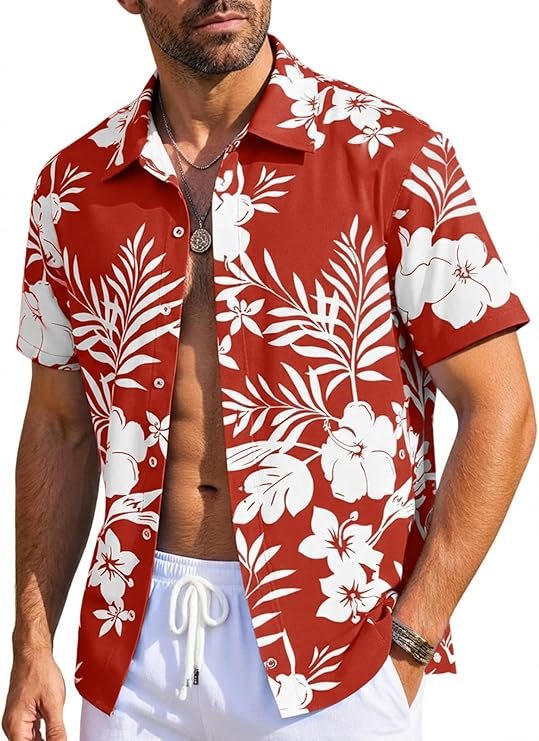 Runcati Chemise hawaïenne à manches courtes pour homme - Chemise d'été décontractée - Chemise boutonnée - Chemise de vacances - Chemise de plage - Chemise funky - Coupe droite - Chemise décontractée