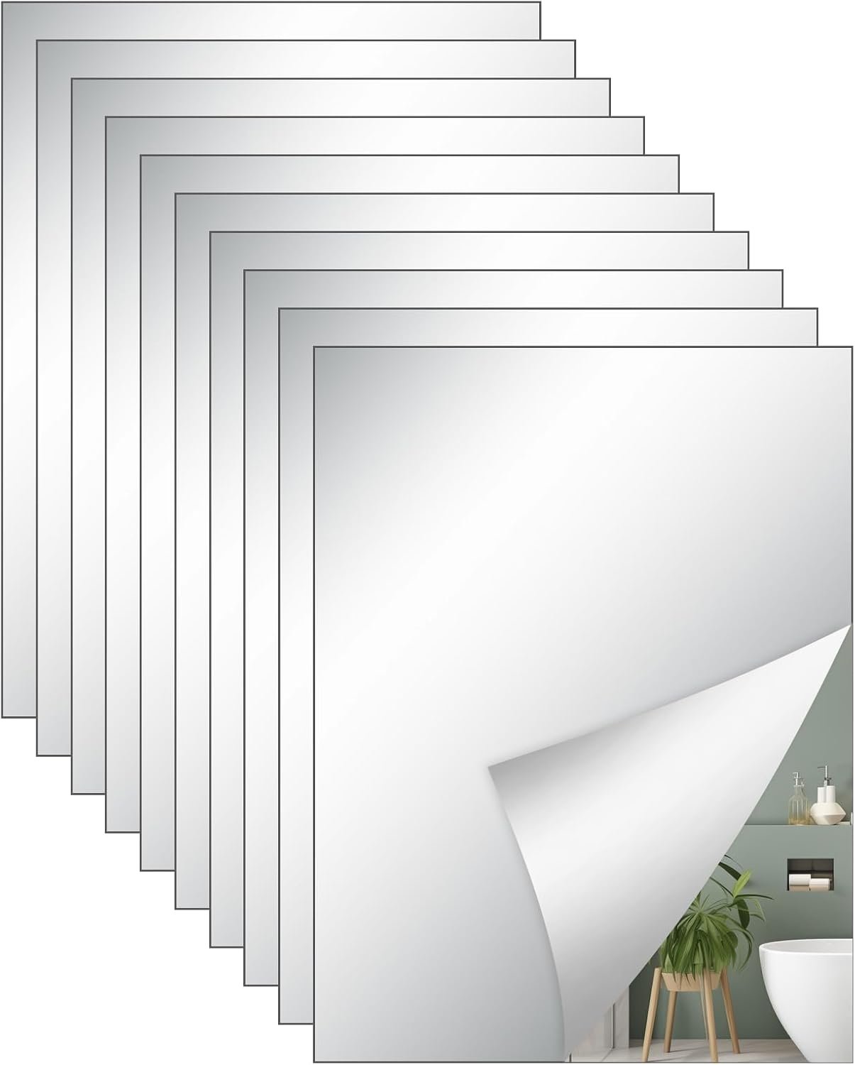 10 Pièces Miroir Adhésif Mural Flexibles