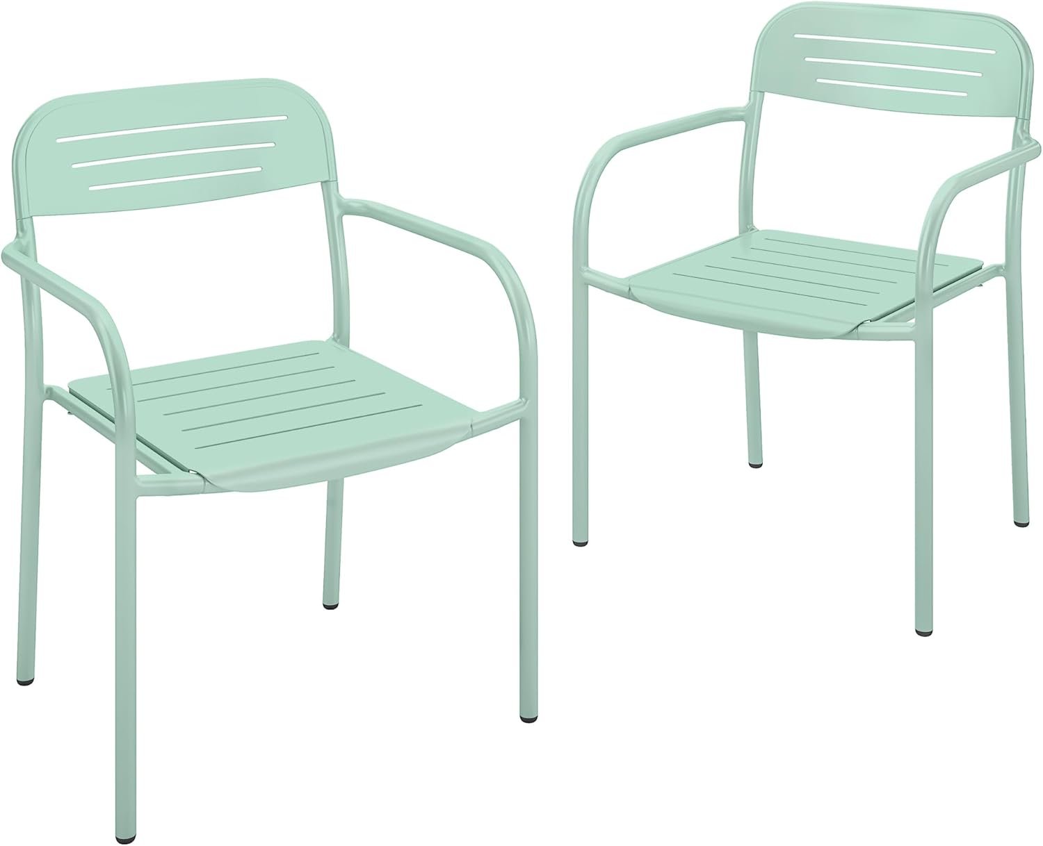 Lot de 2 Chaises de Jardin Métal - Salon de Jardin Empilable Résistant aux Intempéries avec Accoudoirs