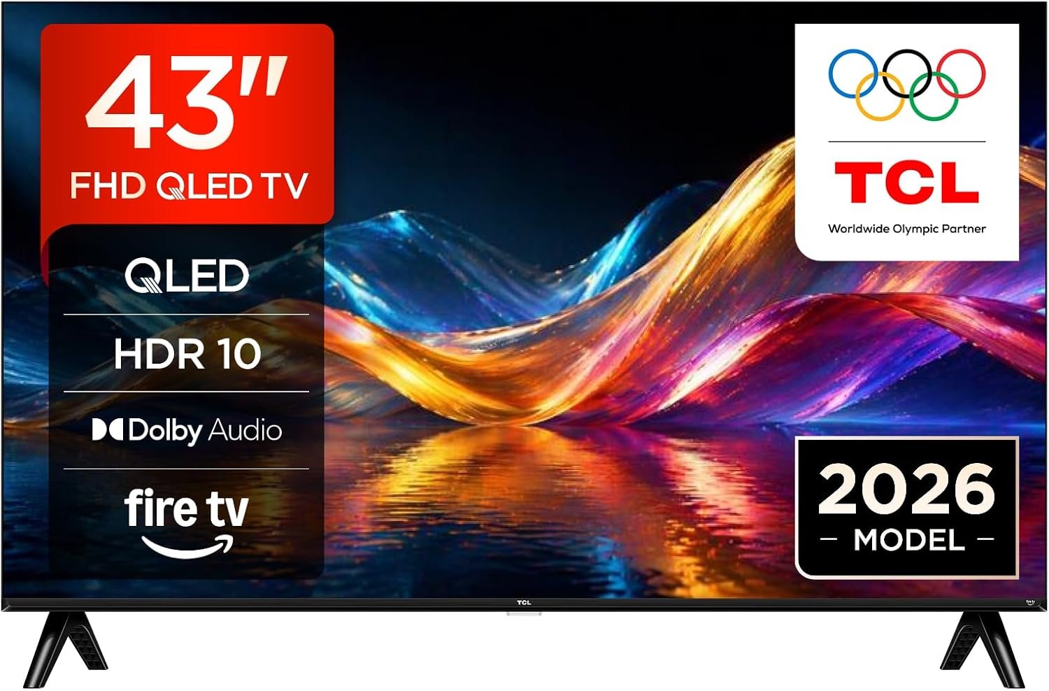 TCL 43V5D – 43” Full HD, QLED, HDR, Direct LED, Fire TV, Appuyez et Demandez à Alexa, AirPlay 2, Design métallique sans Bordure