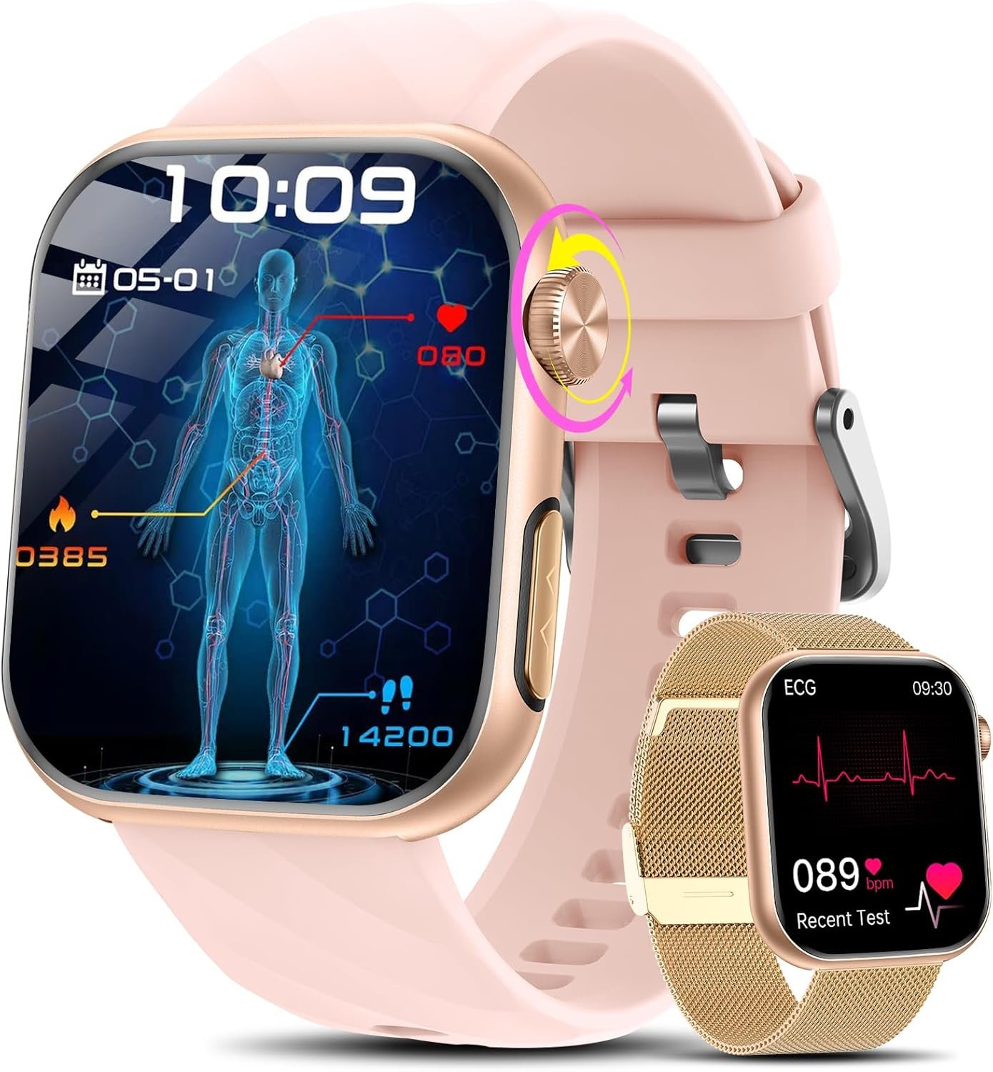 Montre Connectée ECG/IMC/Tension Artérielle/Sommeil/Cycle Menstruel