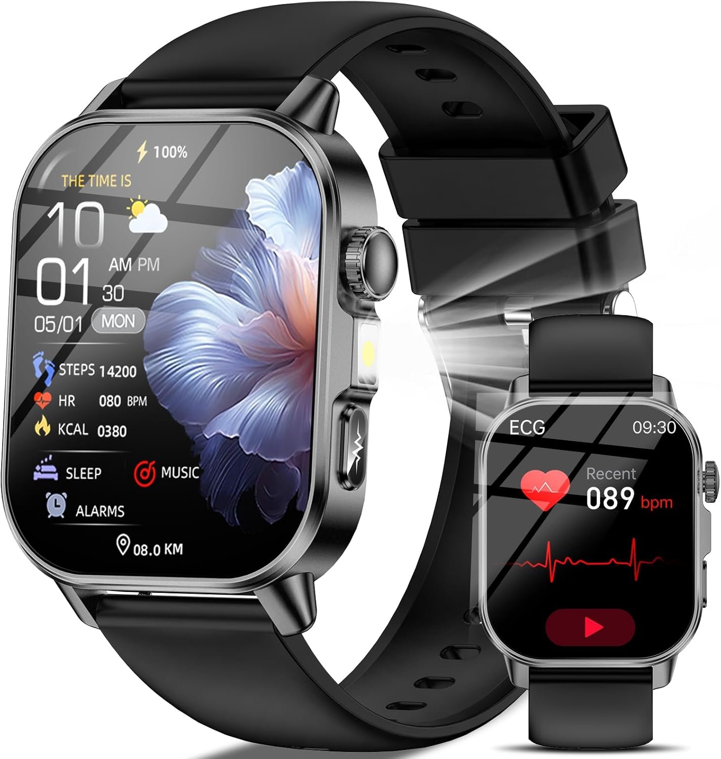 Montre Connectée Homme avec ECG/HRV/IMC/Tension Artérielle/Sommeil