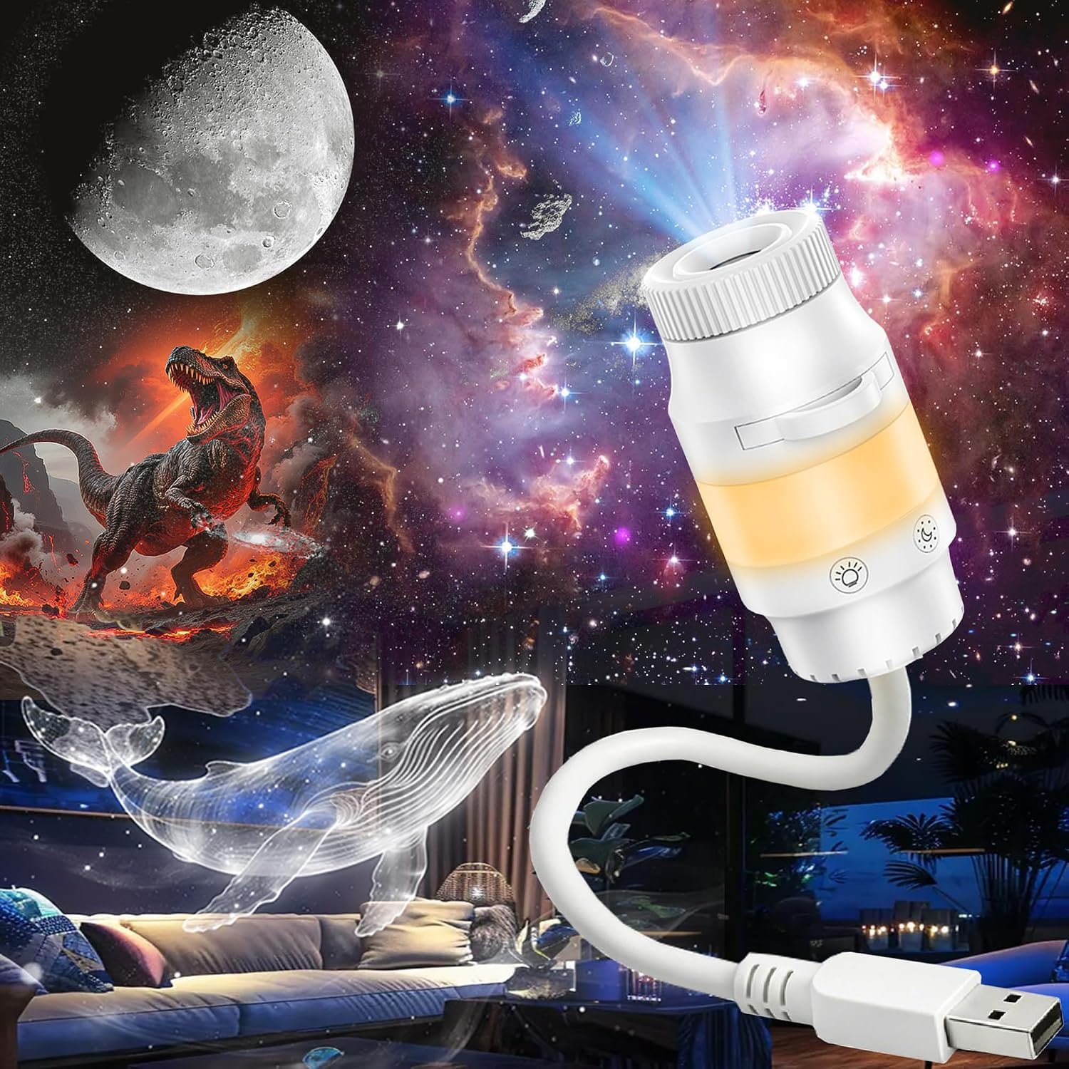 Projecteur Ciel Etoile, 2 en 1 HD Projecteur de Nuit Galaxy avec 13 Films