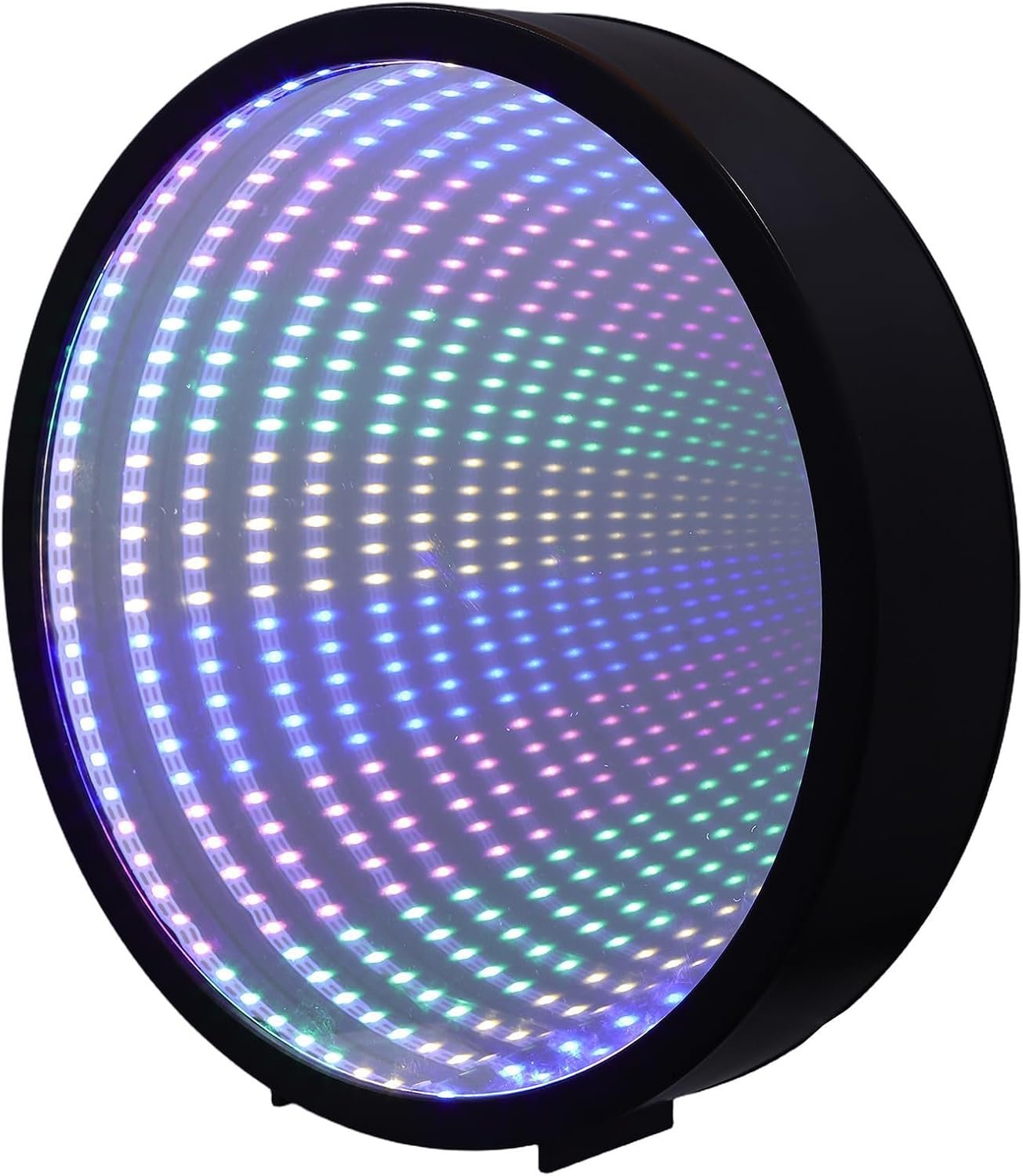 Lumière Miroir Infinie LED Usb, Tunnel Décoratif Mural Rond Noir