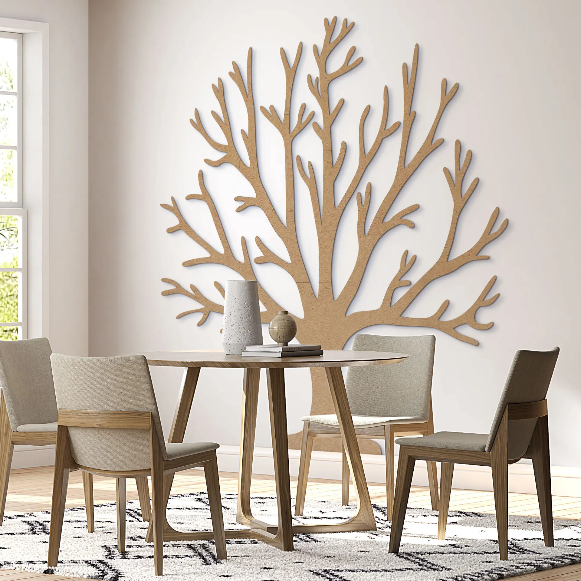 Décoration en bois MDF Arbre de vie XXL (19 pièces) - 180x180 cm