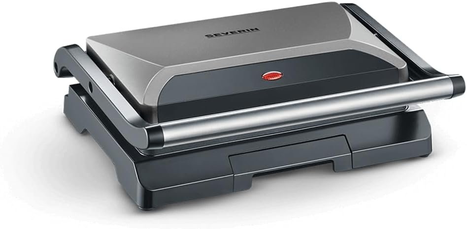 Multi-gril viande compact, Gril électrique multifonction pour légumes, steaks et paninis, Gril viande avec plaques antiadhésives, 800 W, Gris/Noir, KG 2394