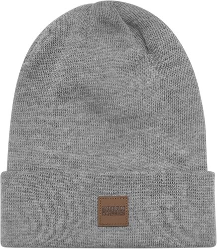Unisex Synthetic Leatherpatch Long Beanie