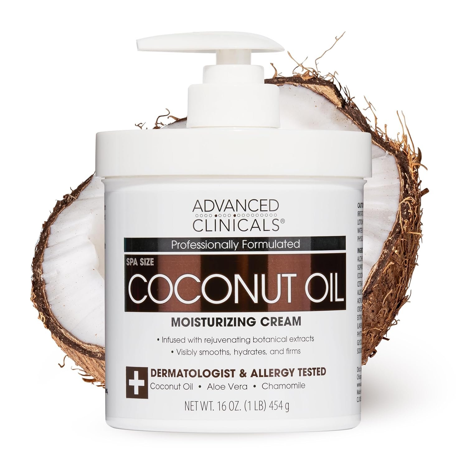 Advanced Clinicals, Crème hydratante à l'huile de noix de coco, 454 g