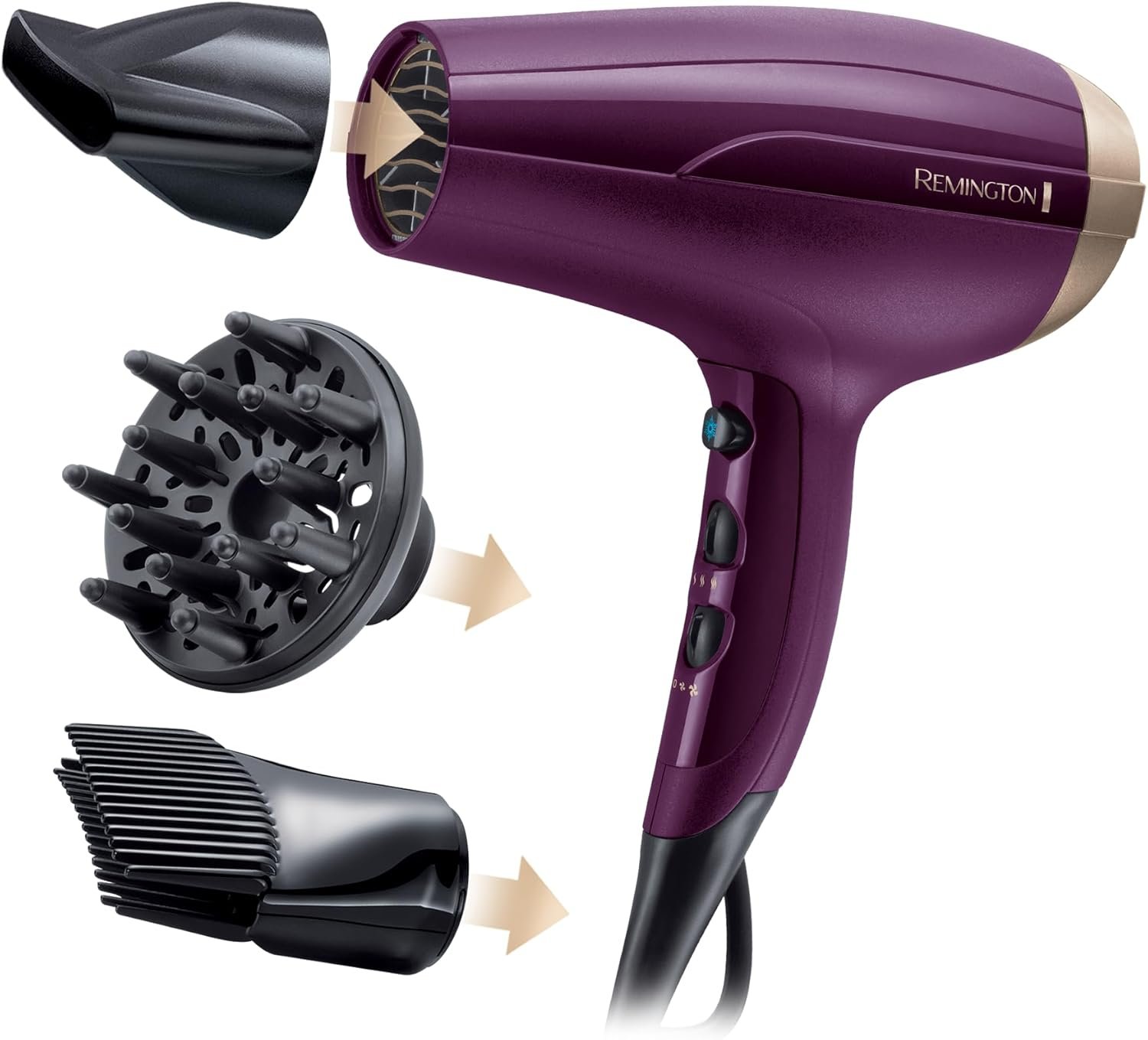 Sèche-cheveux Ionique rapide & Volume, Your Style (2300W, léger, versatile, ionique, brillance sans frisottis, set de coiffure avec concentrateur, diffuseur, peigne volume) D5219