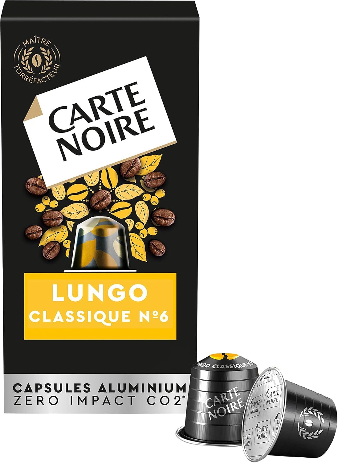 Lungo Classique N°6 - 100 Capsules Compatibles Nespresso - Notes Fleuries et Caramélisées, Goût Équilibré - 100% Arabica, Intensité 6 - 10 Paquets