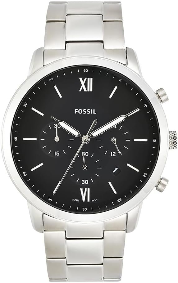 Fossil Montre Neutra pour Homme, Mouvement chronographe à Quartz avec Bracelet en Acier Inoxydable