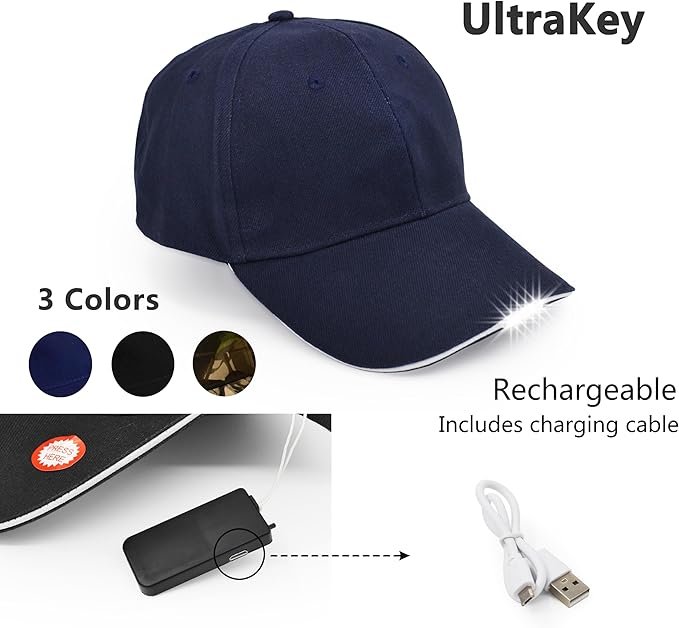 Hands Free Rechargeable LED Baseball Cap Hat for Outdoor Hip Hop Party Holiday