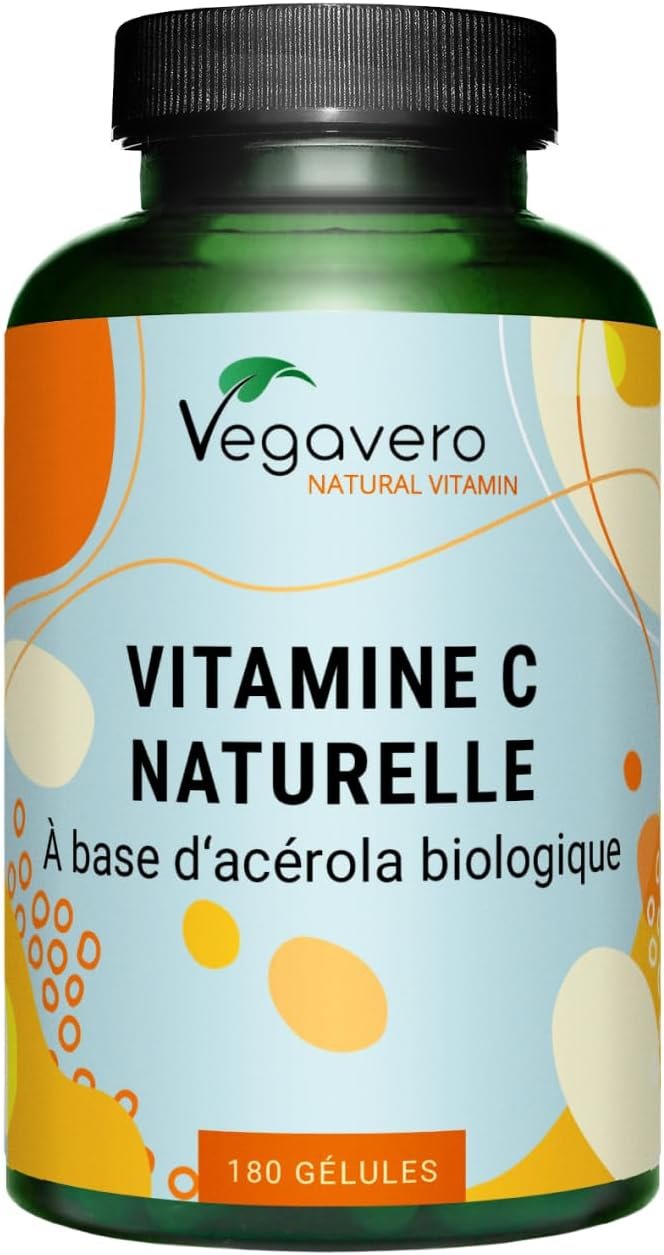 Vitamine C BIO UNIQUE : 100% NATURELLE - Sans Additifs | Extraction en FRANCE | 180 Gélules | 1060 mg d’Extrait Par Dose | VEGAN