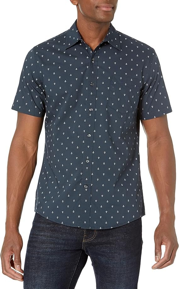 Chemise Imprimée à Manches Courtes Coupe Régulière Homme