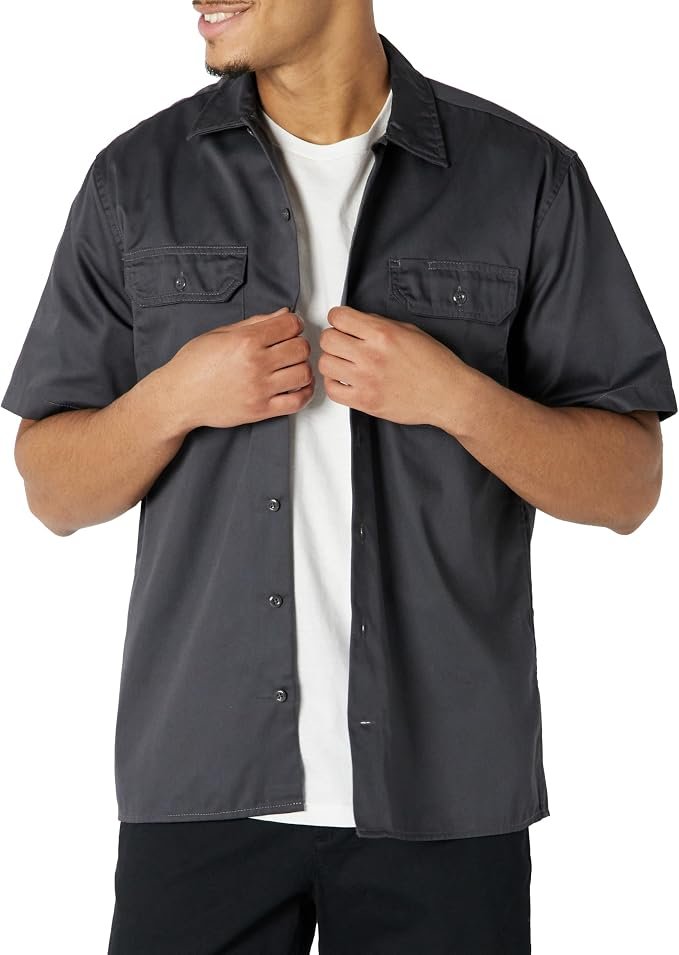 Chemise de Travail à Manches Courtes, Résistante Aux Taches et Infroissable Homme