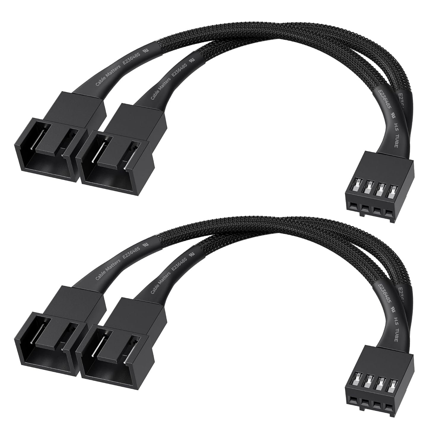 Câble séparateur de Ventilateur PWM 2 Voies à 4 Broches de Ensemble 2 Pièces - 10cm