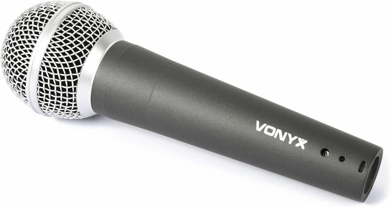 VONYX DM58 Microphone Dynamique Professionnel - Noir, Cordon de 5 Mètres, Connecteurs (XLR - Jack 6,3) - Impédance : 600 Ohms, Filtre Anti-Pop Intégré