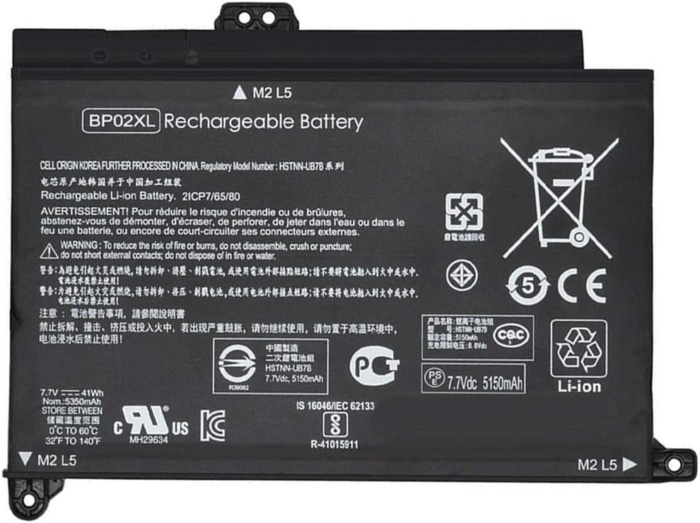 Batterie HP BP02XL BP02041XL – 7,7 V / 41 Wh – Compatible Pavilion 15, 15-AU, 15-AU010WM, 15-AU018WM – Références 849909-850, 849569-421, 849569-541, HSTNN-LB7H, HSTNN-UB7B, TPN-Q175