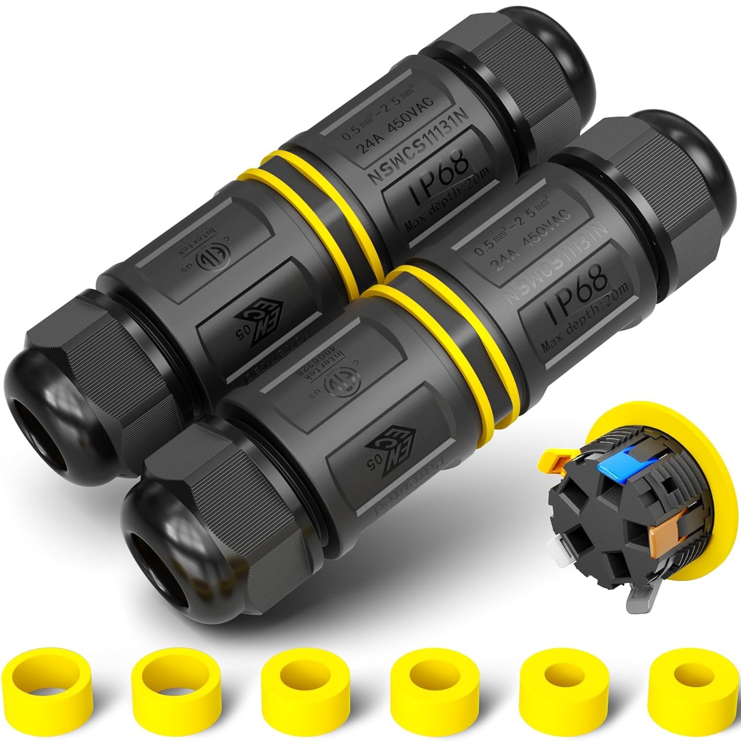 Connecteurs de Câbles Étanches IP68 - Boîte de jonction 5 Fils - Raccord extérieur étanche pour jardin - Dérivation de câble Ø4-14mm - Boîtier électrique extérieur étanche et sécurisé,2 pièce
