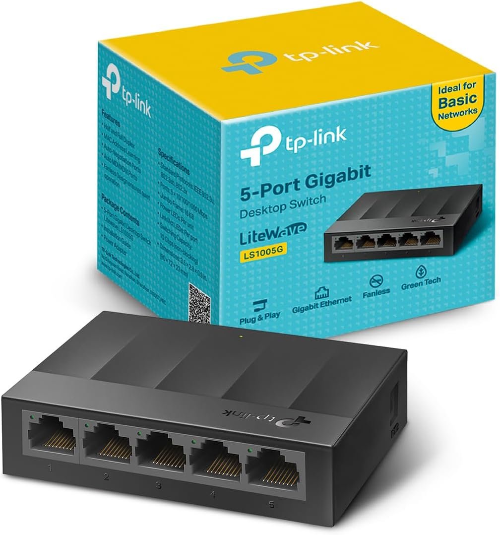TP-Link LS1005G Switch Ethernet Gigabit 5 Ports 10/100/1000 Mbps (Vitesse Jusqu'à 2000Mbps) - idéal pour Étendre Le réseau Cblé pour Les PME et Les Bureaux à Domicile