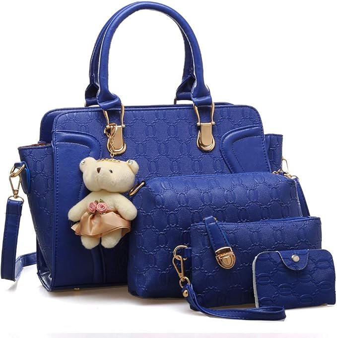 Sac a Main Femmes Chic Ensemble Sac a Main en Cuir PU Mode Sac a Main Lot comprenant Sac Cabas Sac Bandoulière Pochette Porte Carte pour Shopping Voyages et Les Cadeaux