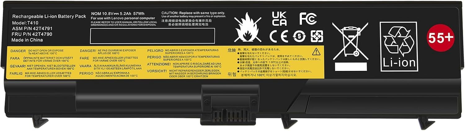 Batterie 42T4235 10,8 V 5200 mAh pour Lenovo ThinkPad Edge 15, E420, E425, E520, E525, L410, L412, L420, L421, L510, L512, L520, SL410, SL510, T410, T410i et T420