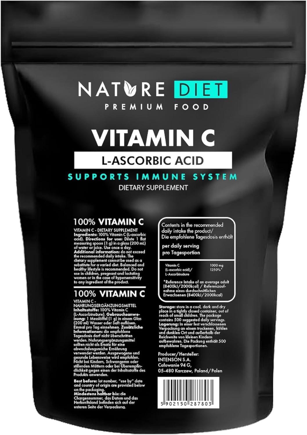 Vitamine C | Poudre | Acide L-ascorbique | Antioxydant - 500 g