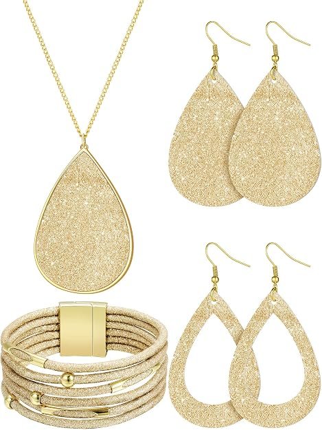 4 Pcs Ensemble de bijoux pour femmes Boucles d'oreilles en collier