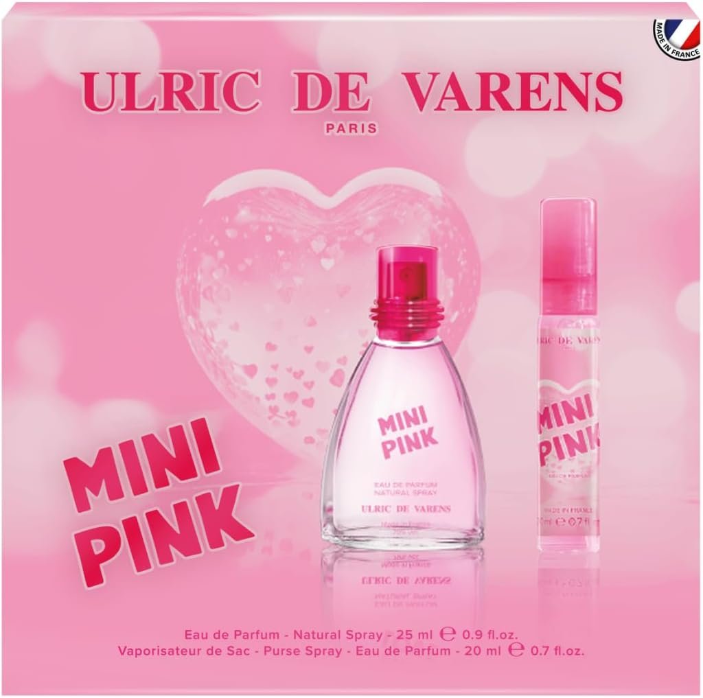 Coffret Parfum Femme Mini Pink - Eau de Parfum 25 ml + Vaporisateur de Sac 20 ml - Oriental, Gourmand - Made in France
