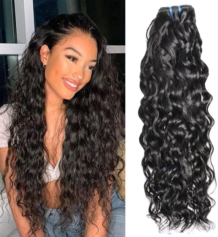 Ladiary Tissage Bresilien en lot 100% Meches Cheveux Naturel Brésilienne Water Wave Hair Bundles Tissage Naturel Couleur 1 faisceaux 18 pouce couleur 1B water wave 1 faisceaux