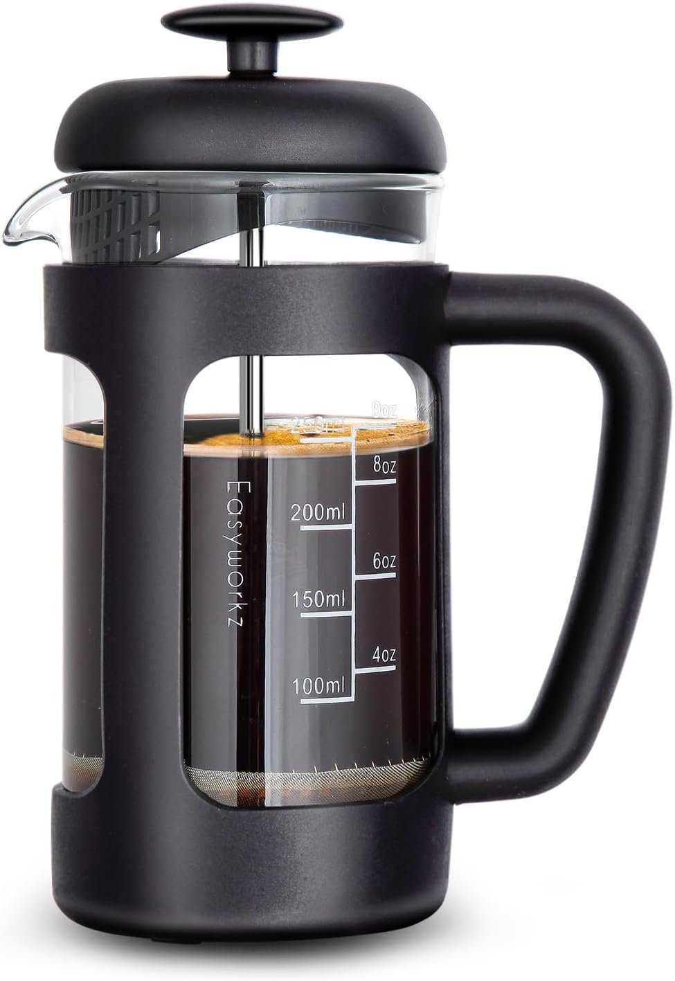 Cafetière à piston, verre borosilicate résistant à la chaleur,350ml,Noir