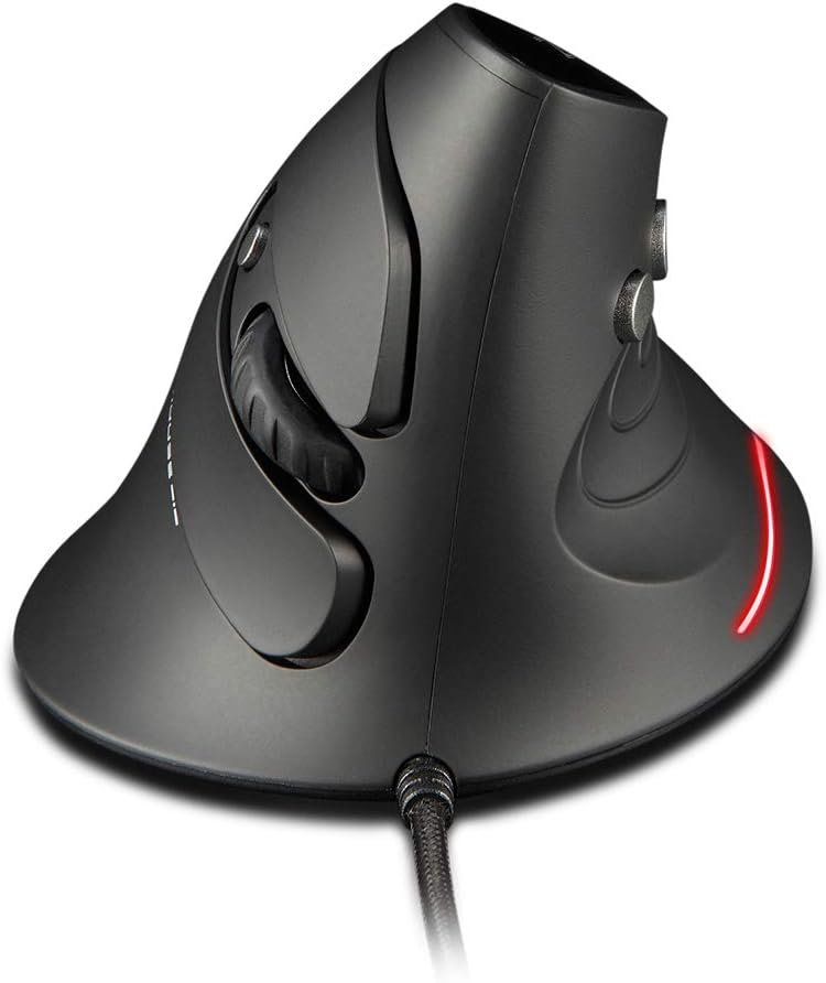 Souris Ergonomique Filaire,3200 DPI,6 Boutons,Repose-Poignet Amovible,LED,Souris Verticale Optique USB pour PC,Ordinateur Portable,Mac,Noir