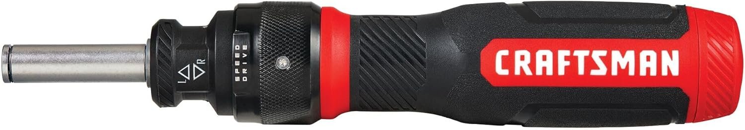 CRAFTSMAN Ratcheting Screwdriver, SpeedDrive, 2” Double Ended Bits Included, Handle Holds Up To 6 Bits (CMHT68129)