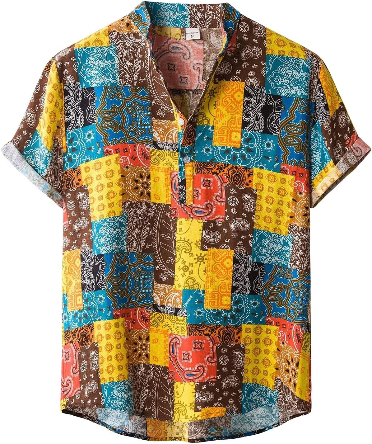 Chemise Hommes Rayures Colorées Été Manches Courtes Boutons Lâches Chemisier Décontracté