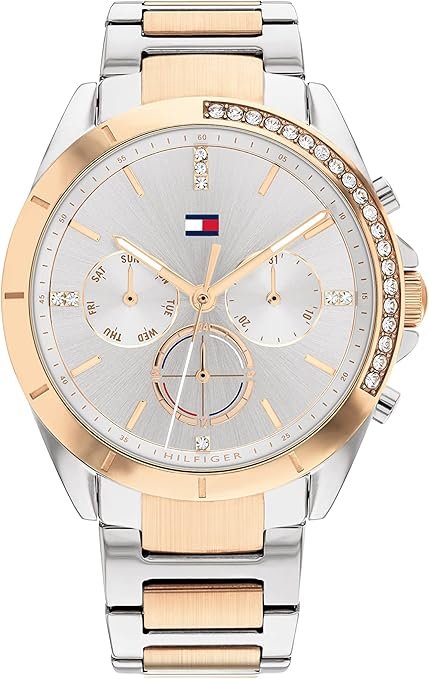 Tommy Hilfiger Montre Analogique Multifunction à Quartz pour Femme avec Bracelet en Acier Inoxydable