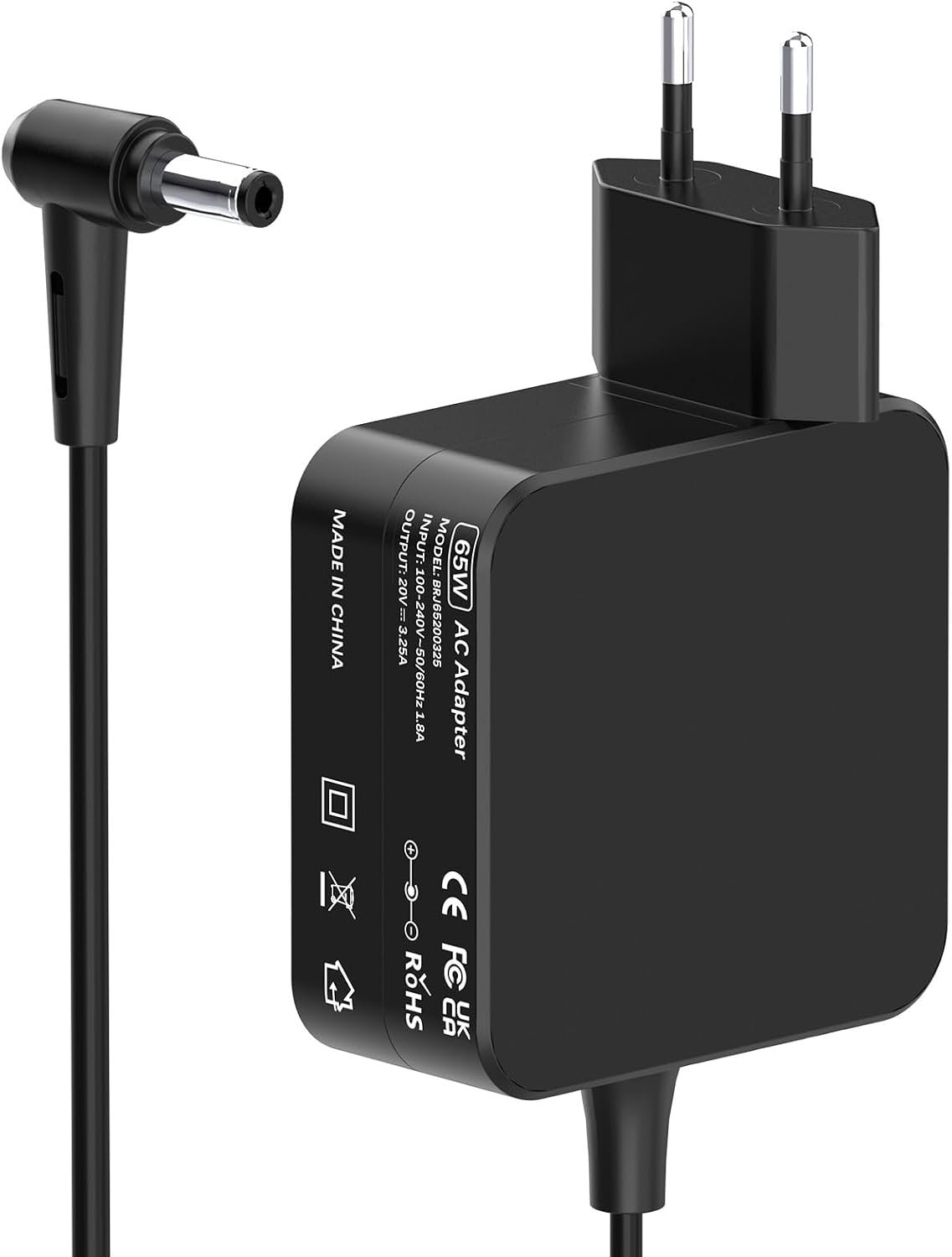 Chargeur secteur 65 W pour Lenovo IdeaPad 3, 5, 330, 330S, 320, 320S, 310, 100, 110, 120S, 510S, 530, 710, S145, S340, S540, L340, C340 – Adaptateur 4,0 × 1,7 mm – Compatible ADL45WCG, ADLX65CLGE2A