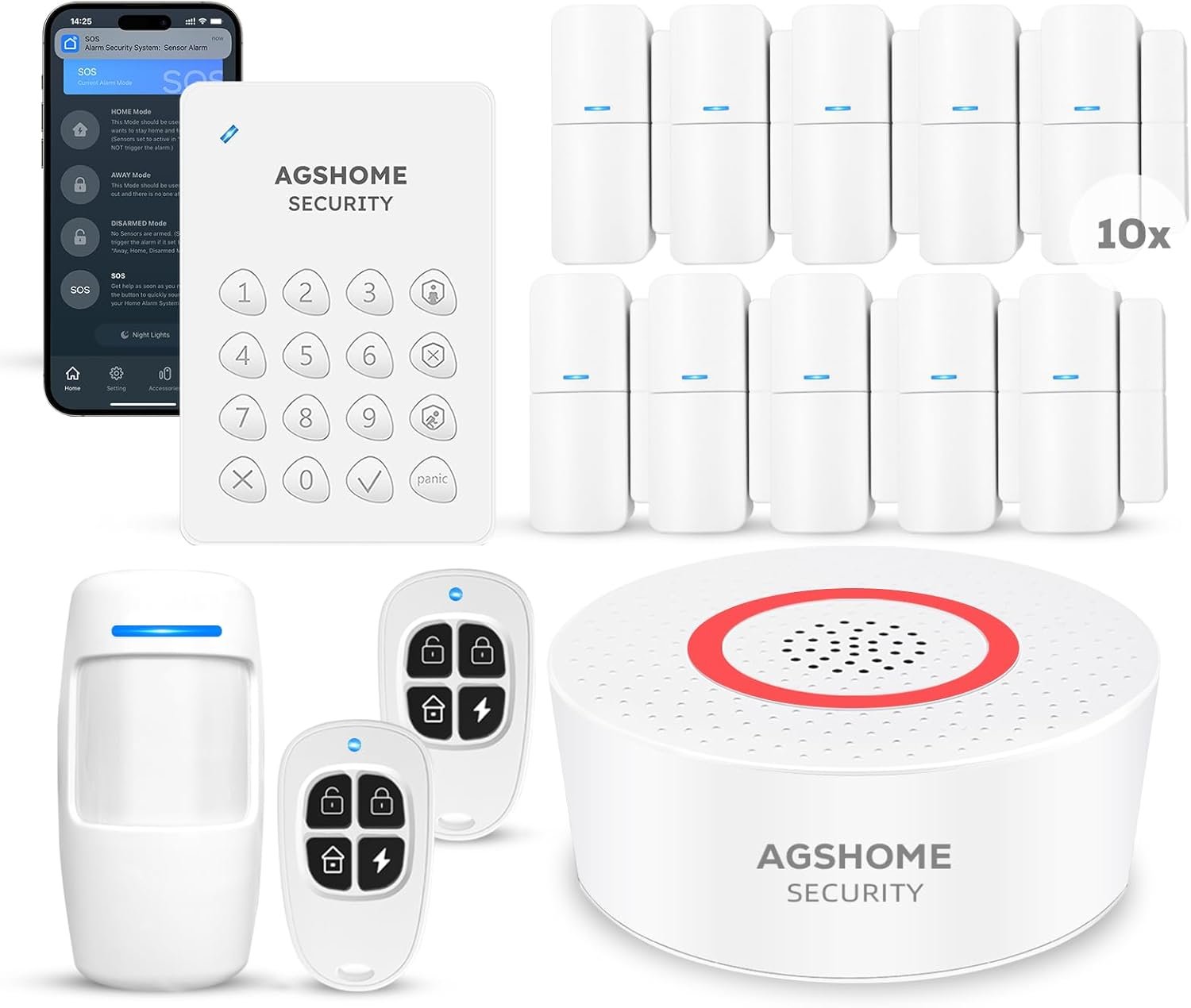 Alarme Maison sans Fil 15 Pack WiFi Alarme Sécurité Système Cambrioleur sans Fil 120DB, Kits de sécurité pour la Maison, Extensible à volonté-Compatible avec Alexa, Google Assistant