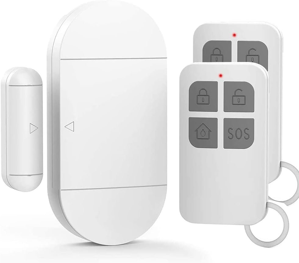 Alarme Porte Chatthen 130 DB avec 2 Télécommandes, Détecteur Ouverture Porte et Fenêtre Magnétique, Alarme Maison sans Fil 3 Modes pour Maison, Garage et Bureau, 1 Pièce