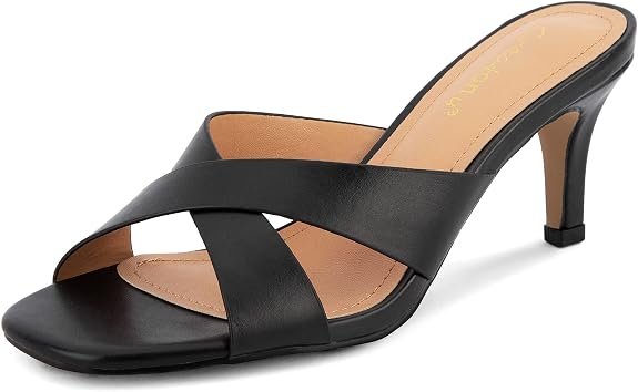 Sandales à talons pour chatons pour femmes 2026 Square Open Toe Kitten Sandals Cross Strap Slip sur 2.5 pouces Sandales à talons
