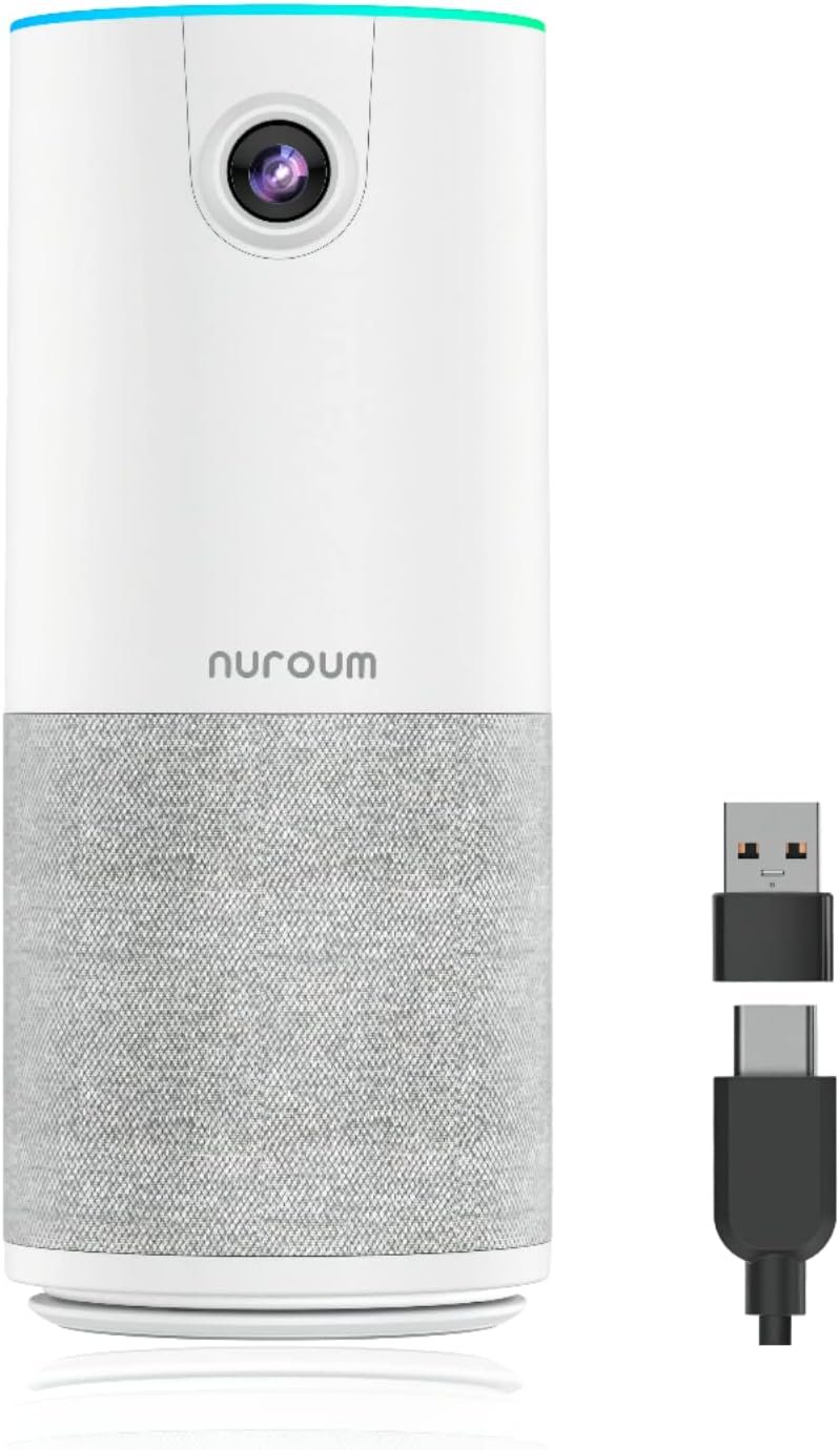 C10 Webcam avec Microphone et Haut-Parleur, Caméra Visioconférence tout-en-un avec Grand Angle de 90°, Caméra vidéo Portable avec Réduction de Bruit AI, PC Webcam USB Plug&Play pour Windows/Mac