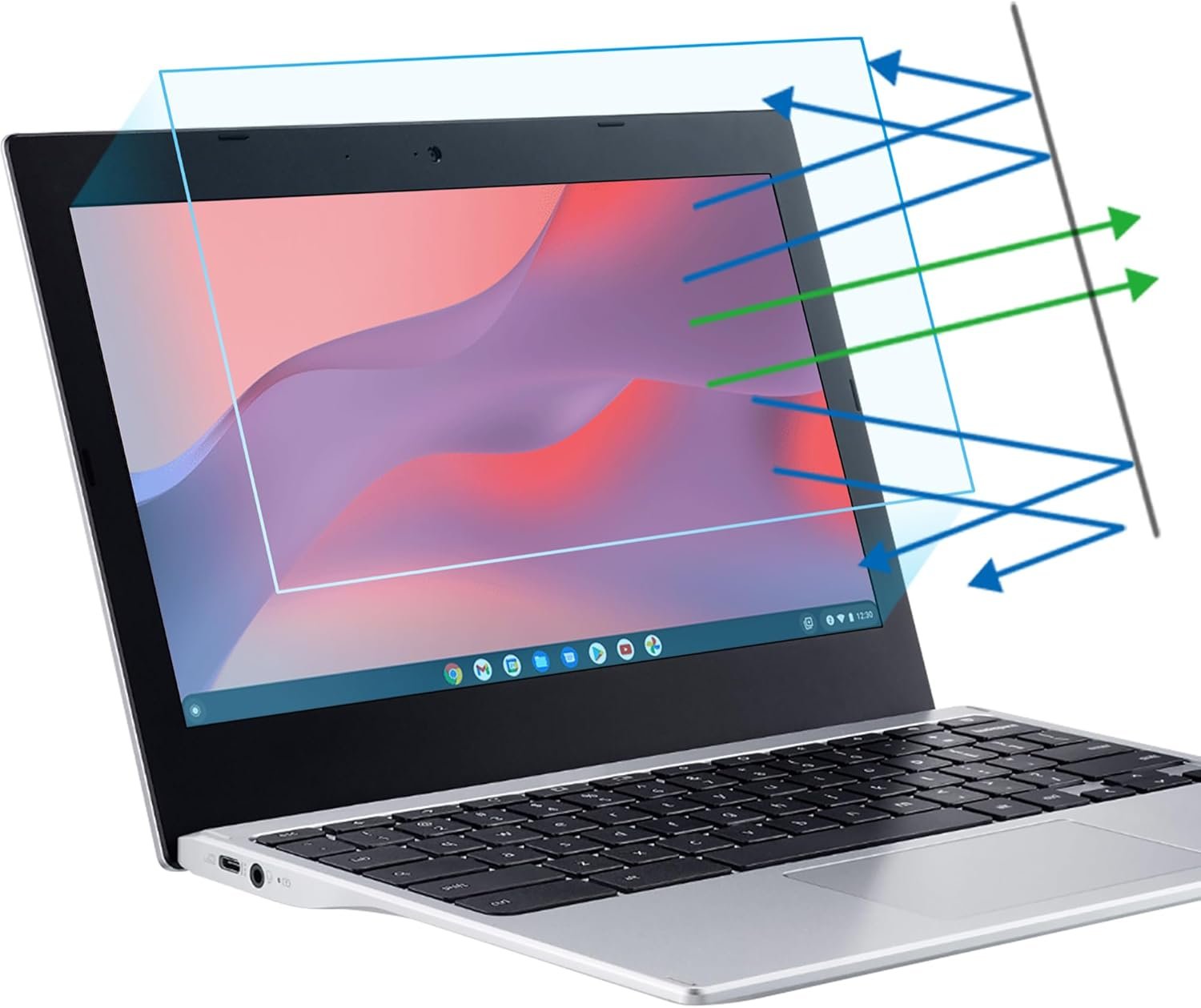 Lot de 2 films protecteurs d'écran anti-lumière bleue de 11,6" compatibles avec HP/ASUS/Acer/Lenovo/Dell/Samsung avec rapport d'aspect 16:9, filtre d'écran anti-reflet et anti-rayures