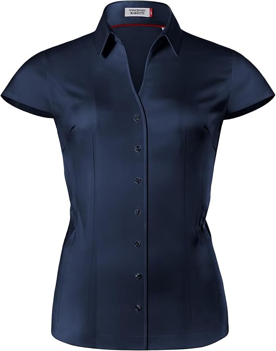 Chemisier, Modern-fit/légèrement cintré, col de Chemise, Manches Courtes