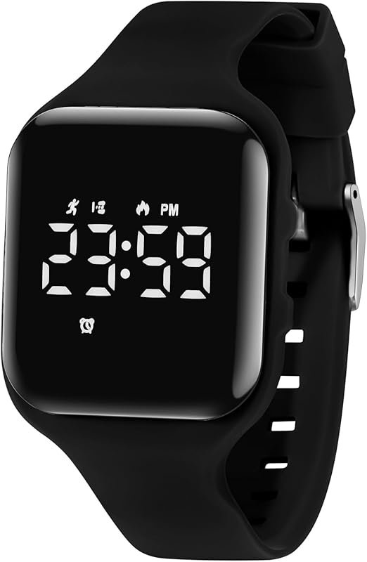 Montre Digitale Enfant avec Chronomètre, Eclairage, Alarme, Date,Podomètres Marche Non Connecté-Montres Sport pour Fille Garcon avec Bracelet en Silicone