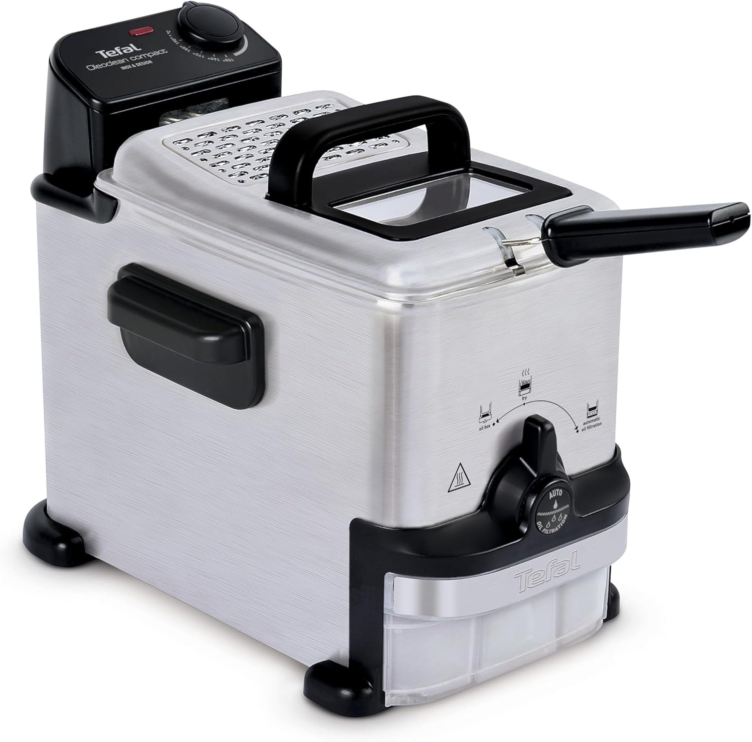 Friteuse semi-professionnelle compacte, Capacité 2 L d'huile, Hublot de contrôle, Filtration de l'huile, Nettoyage facile, Thermostat réglable